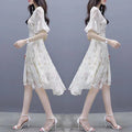 Dress Women's Summer 2022 New Korean Version Waist-Enhancing Slimming Temperament Chiffon Floral Print Dress