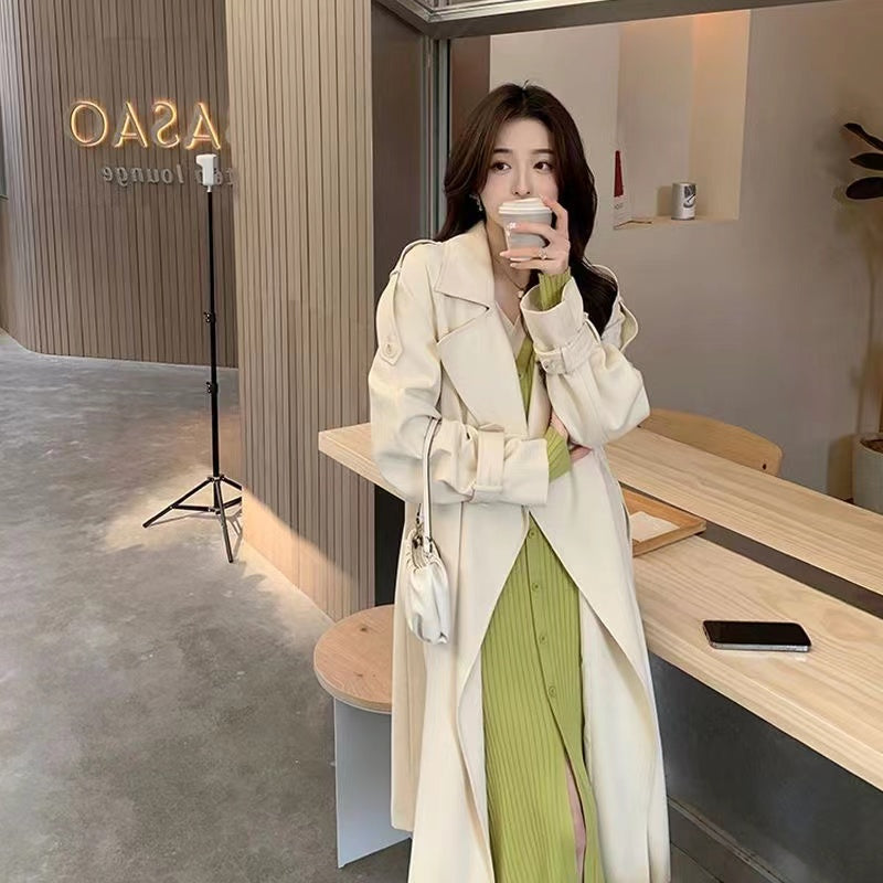 Mid-length above-the-knee trench coat