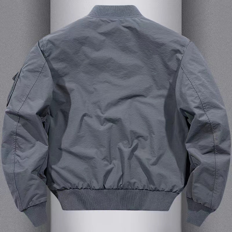 New Autumn Casual Pilot Jacket with Multiple Pockets, Workwear Style, Retro Men's Windproof and Breathable Outerwear, Baseball Jacket